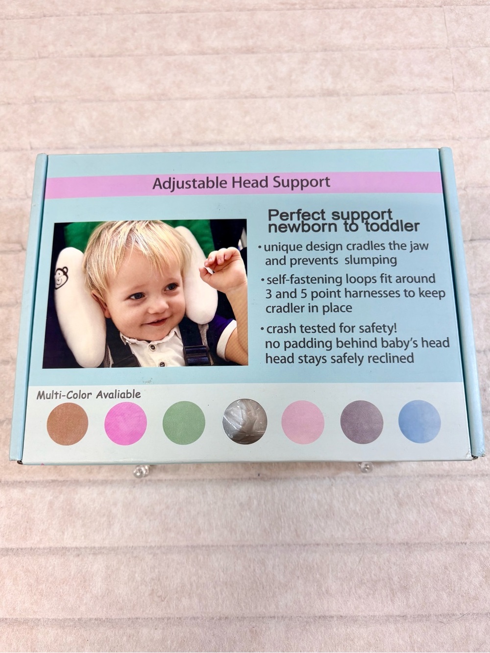 Adjustable Infant Head Support Pillow - Cream Safety Tested Soft